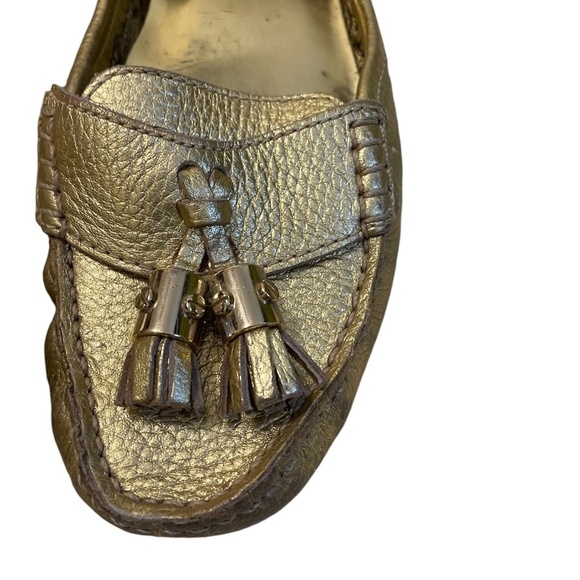 Tory‎ Burch Lawrence Gold Loafers with Tassels, Size 8M - Picture 3 of 12